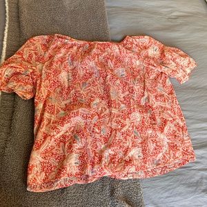 Tory Burch Floral Print Gauze Peasant Top Sz 10